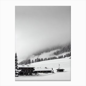 Schladming, Austria Black And White Skiing Poster Canvas Print