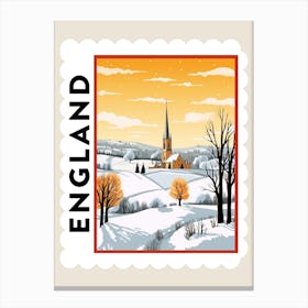 Retro Winter Stamp Poster Cotswolds United Kingdom 2 Canvas Print