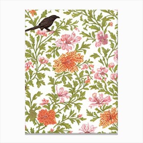 Crow 2 William Morris Style Bird Canvas Print