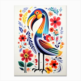 Scandinavian Bird Illustration Pelican 1 Canvas Print