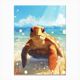 Modern Illustrative Sea Turtle Canvas Print