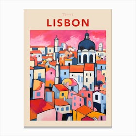 Lisbon Portugal 4 Fauvist Travel Poster Canvas Print