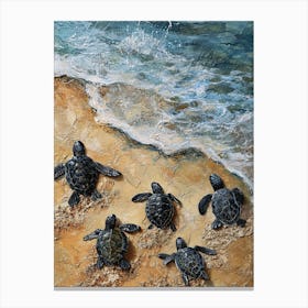 Baby Turtles Making Their Way To The Ocean 1 Canvas Print