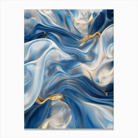 Abstract Blue And Gold Silk Canvas Print