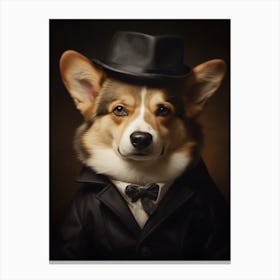 Gangster Dog Pembroke Welsh Corgi 2 Canvas Print