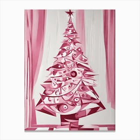 Pink Art Christmas Tree Cubism Canvas Print
