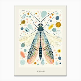 Colourful Insect Illustration Lacewing 14 Poster Canvas Print