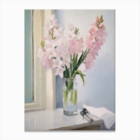 A Vase With Gladiolus, Flower Bouquet 3 Canvas Print