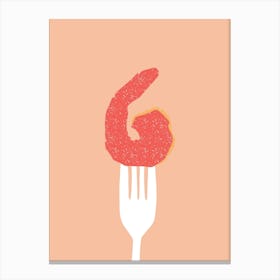 Minimalist Fork With A Shrimp Canvas Print