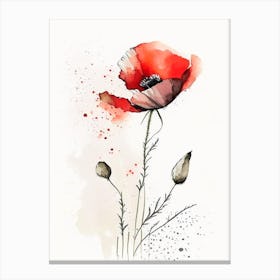 Poppy Herb Minimalist Watercolour 1 Canvas Print