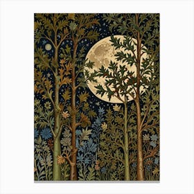 Moonlight In The Forest Style William Morris 4 Canvas Print