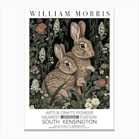 William Morris Print Rabbit With Bunny Portrait Valentines Mothers Day Gift Canvas Print