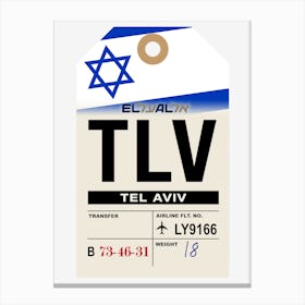 Tel Aviv (TLV) Israel Vintage Airline Luggage Tag Canvas Print