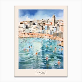 Swimming In Tangier Morocco Watercolour Poster Canvas Print