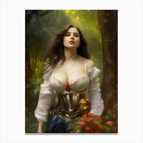 Dryad warrior lady high fantasy art forest nymph classical painting beautiful woman Canvas Print