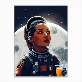 Cosmic Dreamer: Astronaut Portrait with a Drink Canvas Print