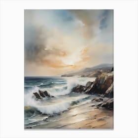 Vintage Coastal Seaside Painting (9) 1 Canvas Print