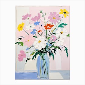 A Vase With Cosmos, Flower Bouquet 3 Canvas Print