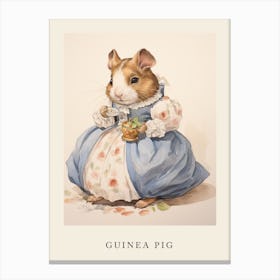Beatrix Potter Inspired  Animal Watercolour Guinea Pig 1 Canvas Print