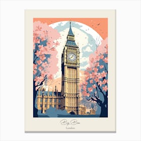 Big Ben, London   Cute Botanical Illustration Travel 9 Poster Canvas Print