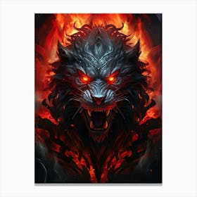 Wolf In Flames 8 Canvas Print