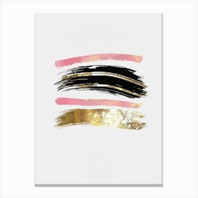 Gold And Black Brushstrokes Canvas Print