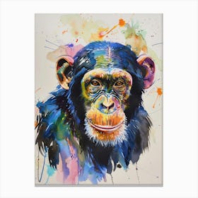 Chimpanzee Colourful Watercolour 2 Canvas Print