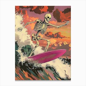 Skeleton Surfboard Canvas Print