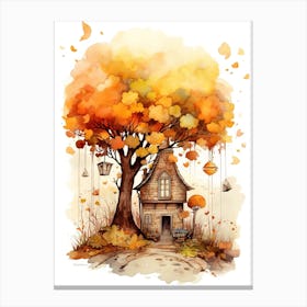 Cute Autumn Fall Scene 63 Canvas Print