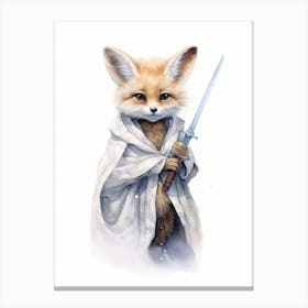 Baby Fox Kit As A Jedi Watercolour 3 Canvas Print