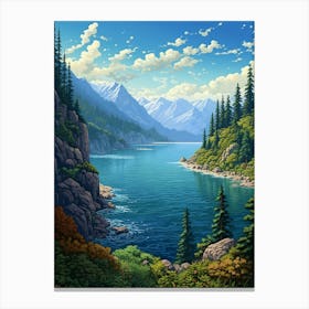 Lake Chelan Washington Pointillism 6 Canvas Print