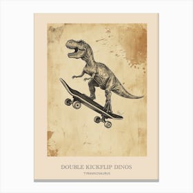 Tyrannosaurus Vintage Dinosaur Poster Canvas Print