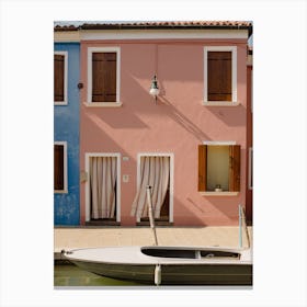 Burano House And Boat Canvas Print