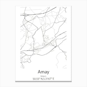 Amay,Belgium Minimalist Map Canvas Print