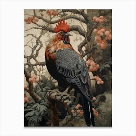 Dark And Moody Botanical Rooster 1 Canvas Print