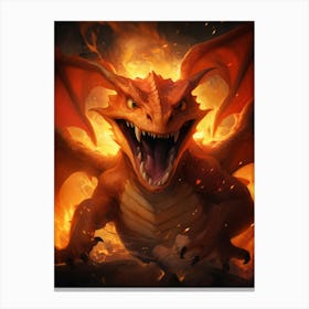 Charizad Dragon In Fire Canvas Print