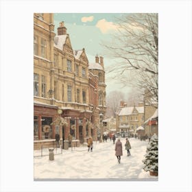 Vintage Winter Illustration Oxford United Kingdom 5 Canvas Print