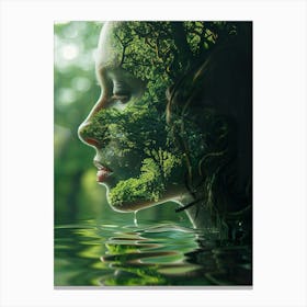 Portrait Of A Woman In Water Canvas Print