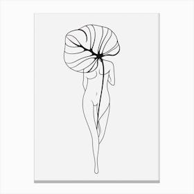 Line Art Woman Body And Leaf 7 Canvas Print