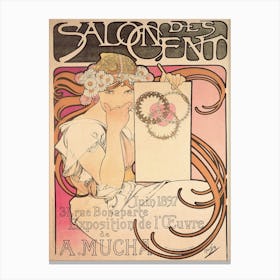 Salon Des Cents Exhibition Poster, Alphonse Mucha Canvas Print