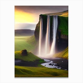 Seljalandsfoss, Iceland Realistic Photograph (1) Canvas Print