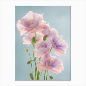 Delphinium Flowers Acrylic Painting In Pastel Colours 4 Canvas Print