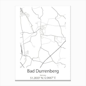 Bad Durrenberg,Germany Minimalist Map Canvas Print