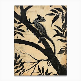 Chameleon In The Jungle Block Print 2 Canvas Print