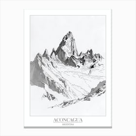 Aconcagua Argentina Line Drawing 4 Poster Canvas Print