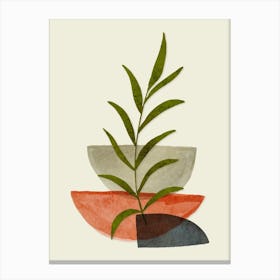 Vases and Leaves Watercolor Zen Canvas Print