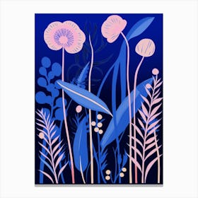 Blue Flower Illustration Fountain Grass 1 Canvas Print