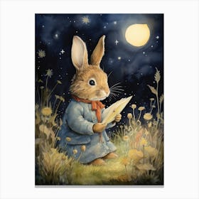 Bunny Stargazing Rabbit Prints Watercolour 3 Canvas Print