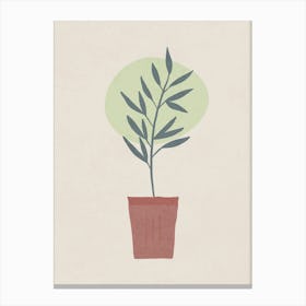 Minimalist Potted Plant with Soft Geometric Background Canvas Print