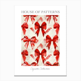 Dark Red Bows 4 Pattern Poster Canvas Print